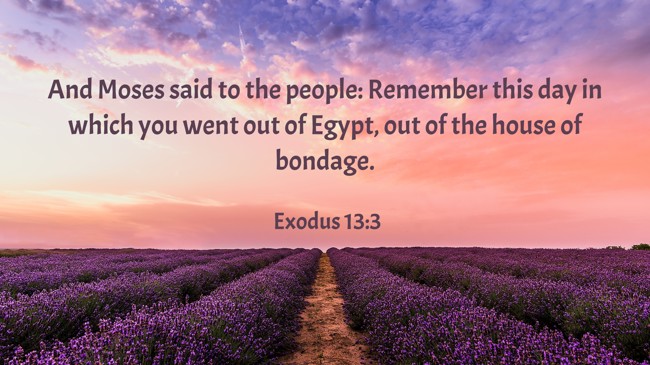And Moses said to the people: Remember this day in which you went out of Egypt, out of the house of bondage. - Exodus 13:3