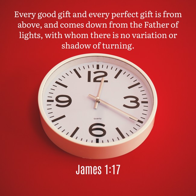 Every good gift and every perfect gift is from above, and comes down from the Father of lights, with whom there is no variation or shadow of turning. - James 1:17