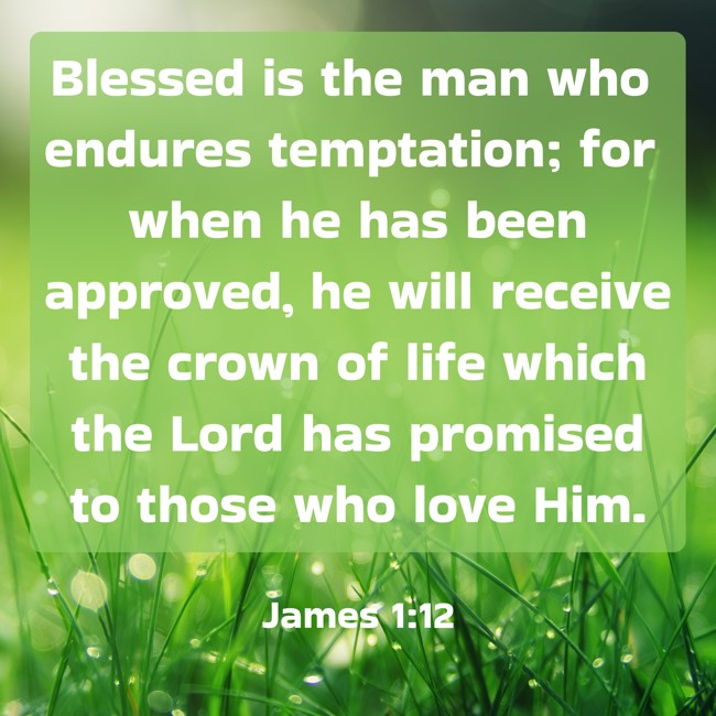 Blessed is the man who endures temptation; for when he has been approved, he will receive the crown of life which the Lord has promised to those who love Him. - James 1:12