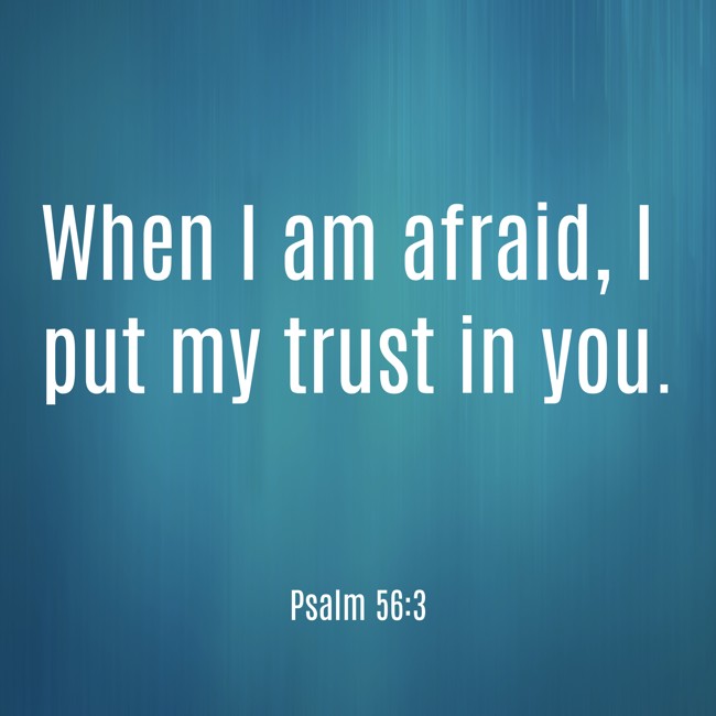 When I am afraid, I put my trust in you. - Psalm 56:3