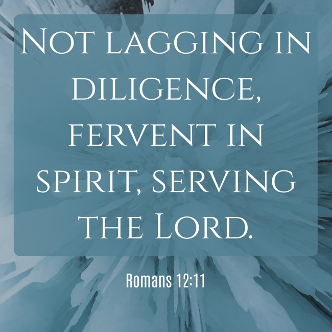 Not lagging in diligence, fervent in spirit, serving the Lord. - Romans 12:11