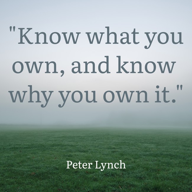 Know what you own, and know why you own it. - Peter Lynch