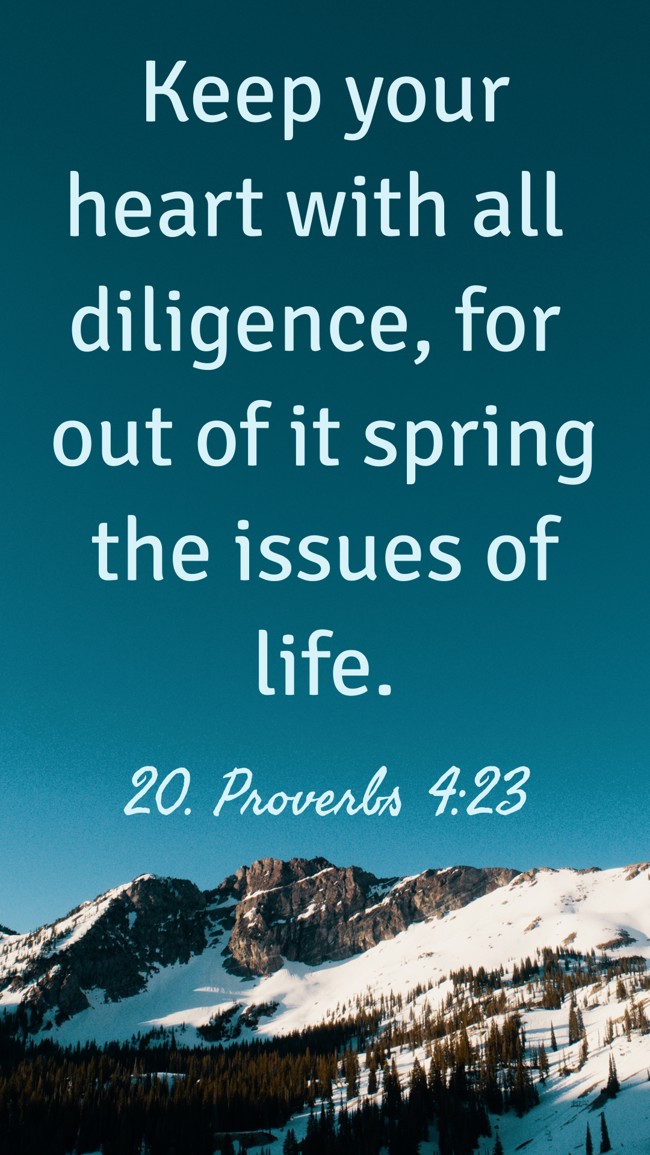 Keep your heart with all diligence, for out of it spring the issues of life. - 20. Proverbs 4:23