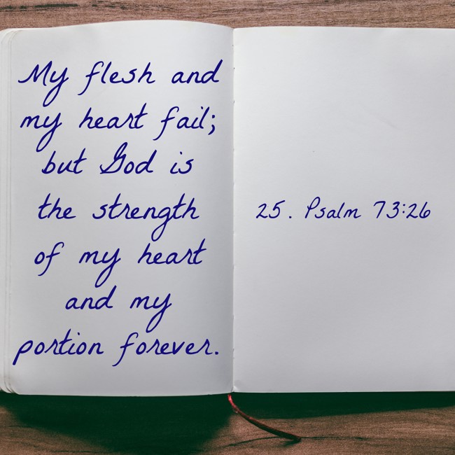 My flesh and my heart fail; but God is the strength of my heart and my portion forever. - 25. Psalm 73:26