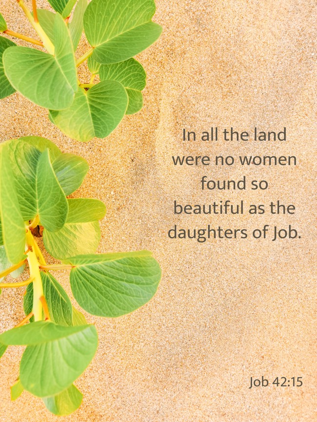 In all the land were no women found so beautiful as the daughters of Job. - Job 42:15