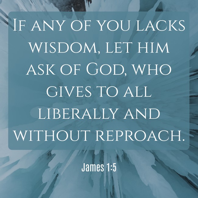 If any of you lacks wisdom, let him ask of God, who gives to all liberally and without reproach. - James 1:5