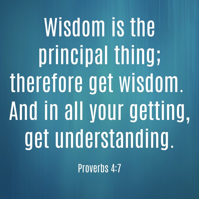 Wisdom is the principal thing; therefore get wisdom. And in all your getting, get understanding. - Proverbs 4:7
