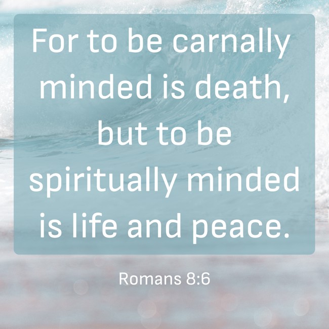 For to be carnally minded is death, but to be spiritually minded is life and peace. - Romans 8:6
