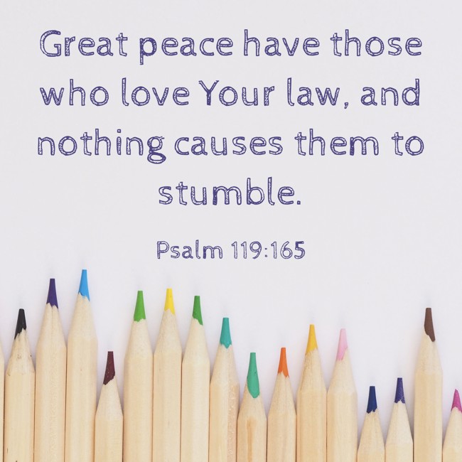 Great peace have those who love Your law, and nothing causes them to stumble. - Psalm 119:165