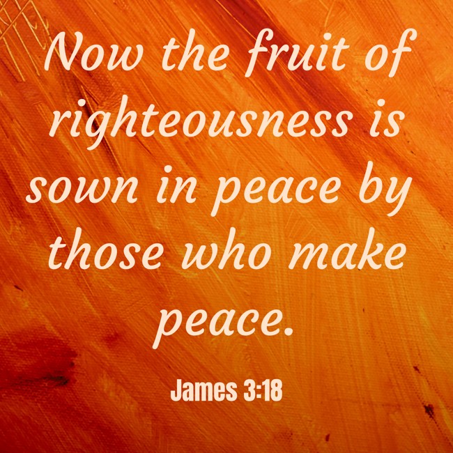 Now the fruit of righteousness is sown in peace by those who make peace. - James 3:18