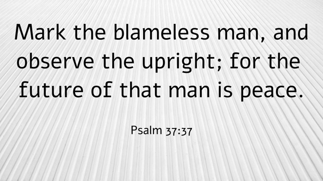 Mark the blameless man, and observe the upright; for the future of that man is peace. - Psalm 37:37
