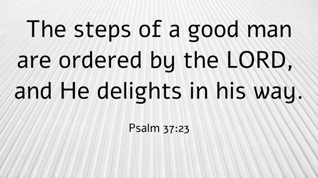 The steps of a good man are ordered by the LORD, and He delights in his way. - Psalm 37:23
