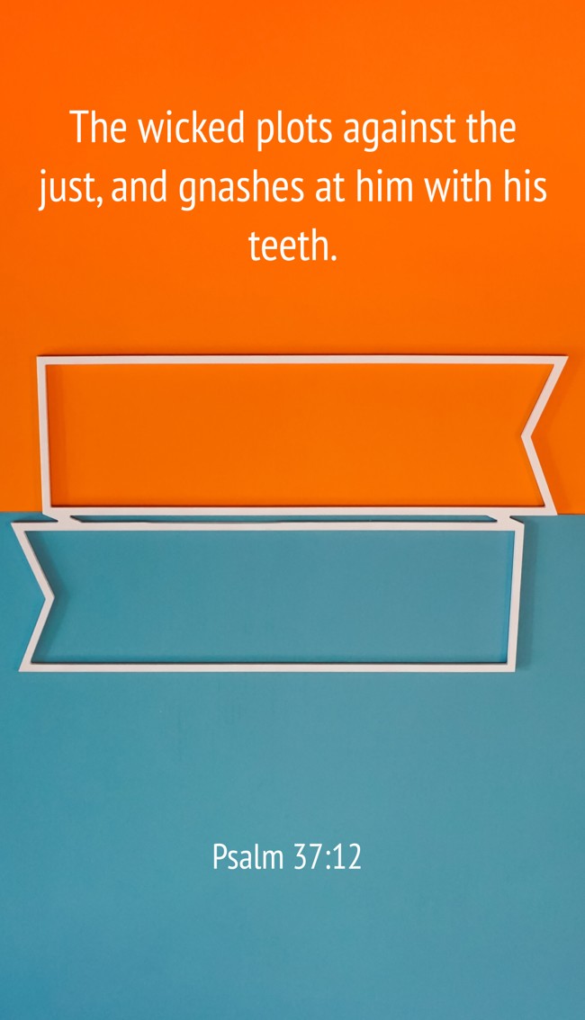 The wicked plots against the just, and gnashes at him with his teeth. - Psalm 37:12