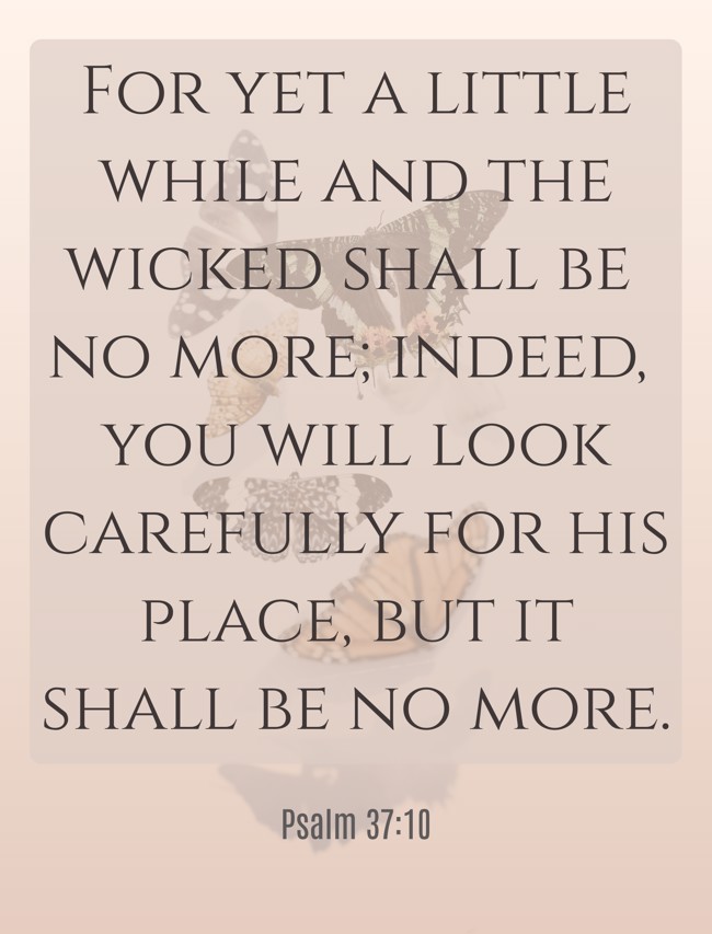 For yet a little while and the wicked shall be no more; indeed, you will look carefully for his place, but it shall be no more. - Psalm 37:10
