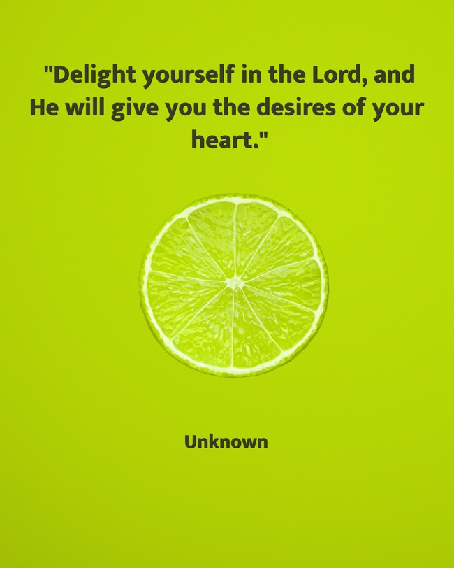 Delight yourself in the Lord, and He will give you the desires of your heart. - Unknown