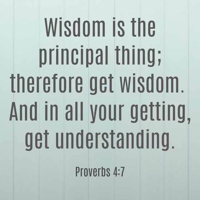 Wisdom is the principal thing; therefore get wisdom. And in all your getting, get understanding. - Proverbs 4:7