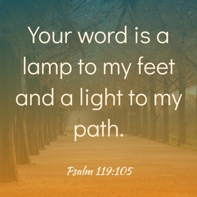 Your word is a lamp to my feet and a light to my path. - Psalm 119:105