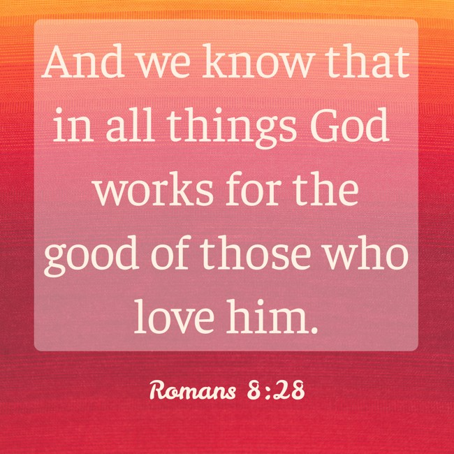 And we know that in all things God works for the good of those who love him. - Romans 8:28