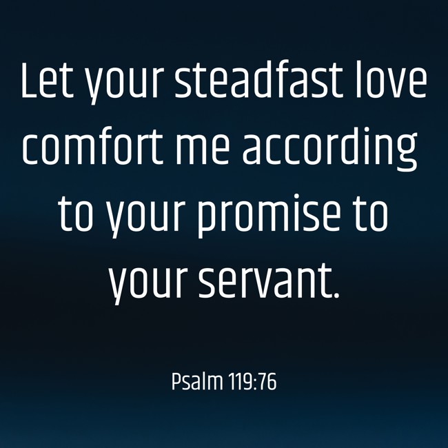 Let your steadfast love comfort me according to your promise to your servant. - Psalm 119:76