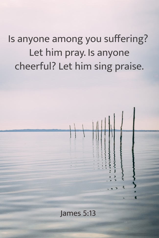Is anyone among you suffering? Let him pray. Is anyone cheerful? Let him sing praise. - James 5:13