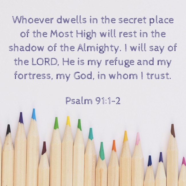 Whoever dwells in the secret place of the Most High will rest in the shadow of the Almighty. I will say of the LORD, He is my refuge and my fortress, my God, in whom I trust. - Psalm 91:1-2