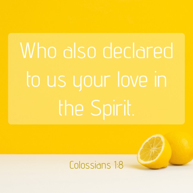 Who also declared to us your love in the Spirit. - Colossians 1:8