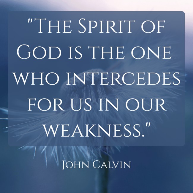 The Spirit of God is the one who intercedes for us in our weakness. - John Calvin