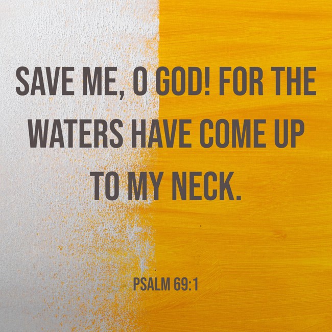 Save me, O God! For the waters have come up to my neck. - Psalm 69:1
