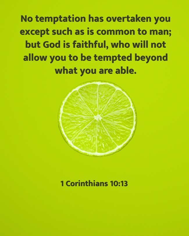 No temptation has overtaken you except such as is common to man; but God is faithful, who will not allow you to be tempted beyond what you are able. - 1 Corinthians 10:13