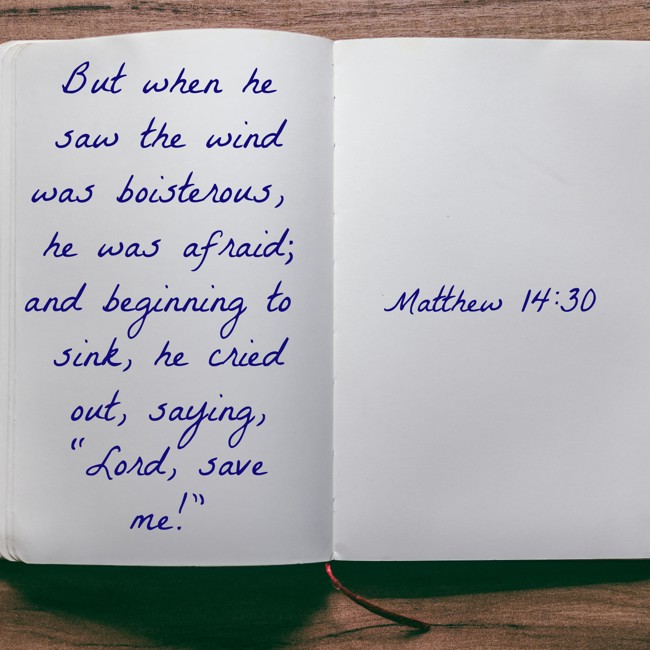 But when he saw the wind was boisterous, he was afraid; and beginning to sink, he cried out, saying, “Lord, save me!” - Matthew 14:30