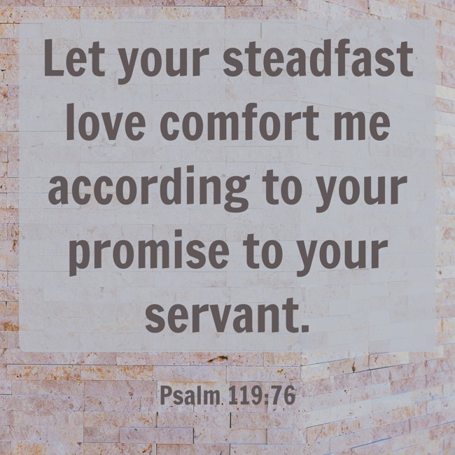 Let your steadfast love comfort me according to your promise to your servant. - Psalm 119:76
