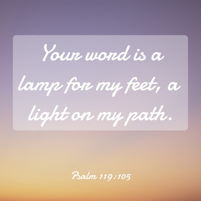 Your word is a lamp for my feet, a light on my path. - Psalm 119:105