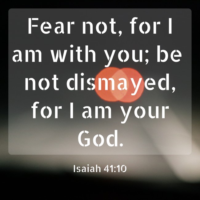 Fear not, for I am with you; be not dismayed, for I am your God. - Isaiah 41:10