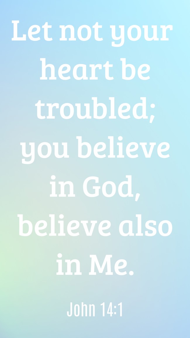 Let not your heart be troubled; you believe in God, believe also in Me. - John 14:1