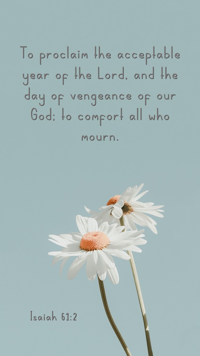 To proclaim the acceptable year of the Lord, and the day of vengeance of our God; to comfort all who mourn. - Isaiah 61:2