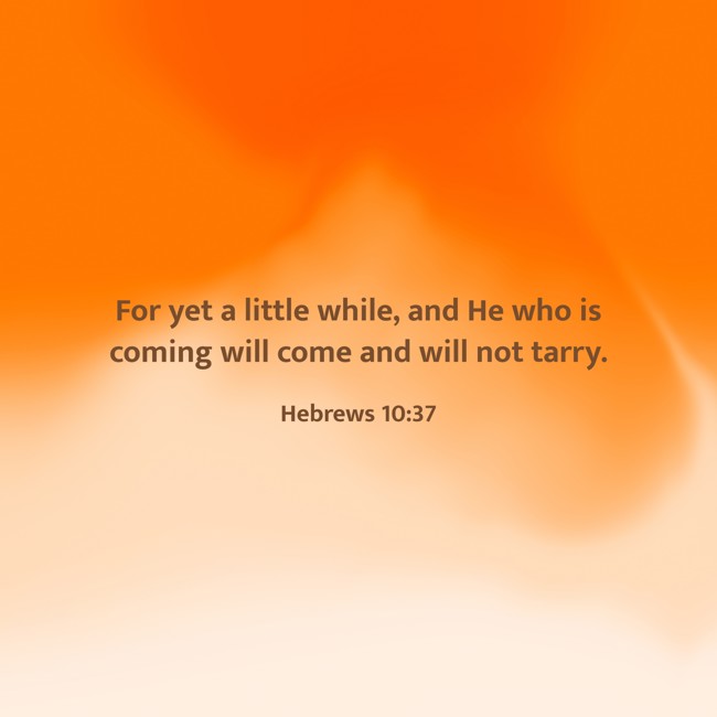 For yet a little while, and He who is coming will come and will not tarry. - Hebrews 10:37