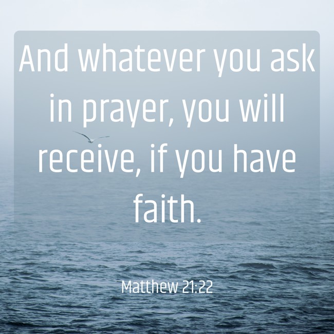And whatever you ask in prayer, you will receive, if you have faith. - Matthew 21:22