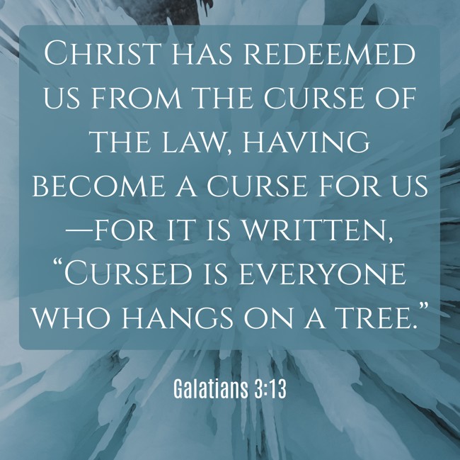 Christ has redeemed us from the curse of the law, having become a curse for us—for it is written, “Cursed is everyone who hangs on a tree.” - Galatians 3:13