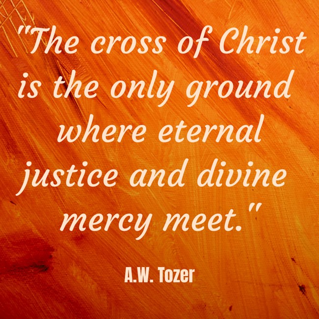 The cross of Christ is the only ground where eternal justice and divine mercy meet. - A.W. Tozer