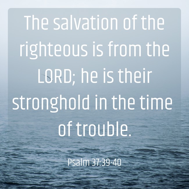 The salvation of the righteous is from the LORD; he is their stronghold in the time of trouble. - Psalm 37:39-40