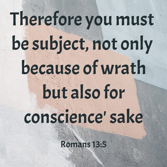 Therefore you must be subject, not only because of wrath but also for conscience' sake - Romans 13:5