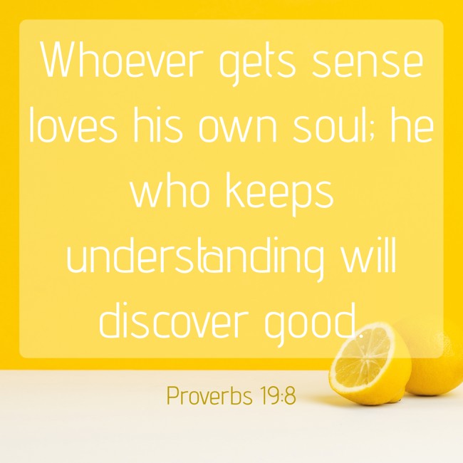 Whoever gets sense loves his own soul; he who keeps understanding will discover good. - Proverbs 19:8