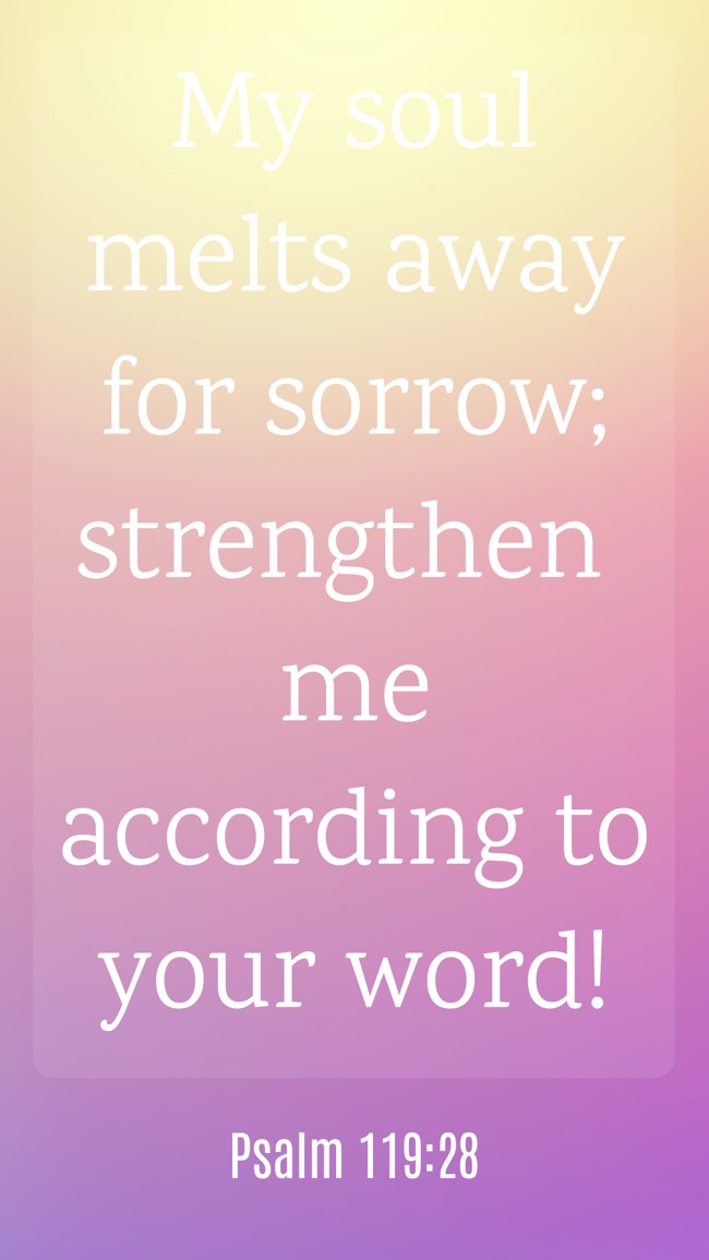 My soul melts away for sorrow; strengthen me according to your word! - Psalm 119:28