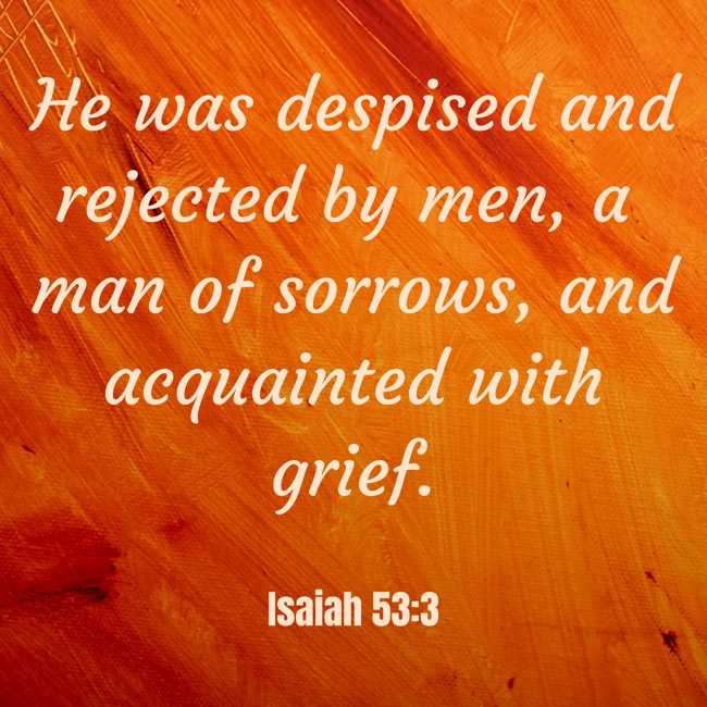 He was despised and rejected by men, a man of sorrows, and acquainted with grief. - Isaiah 53:3