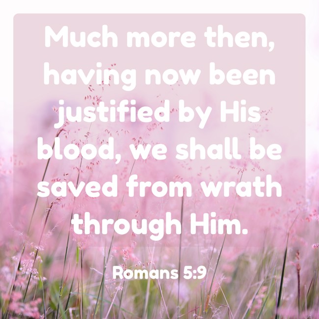 Much more then, having now been justified by His blood, we shall be saved from wrath through Him. - Romans 5:9