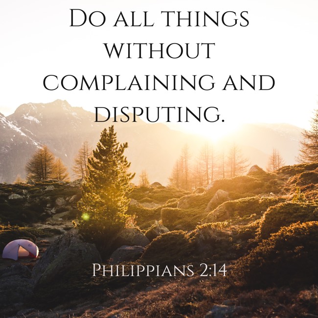 Do all things without complaining and disputing. - Philippians 2:14