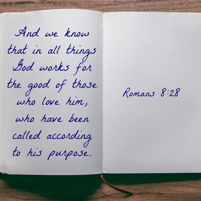 And we know that in all things God works for the good of those who love him, who have been called according to his purpose. - Romans 8:28