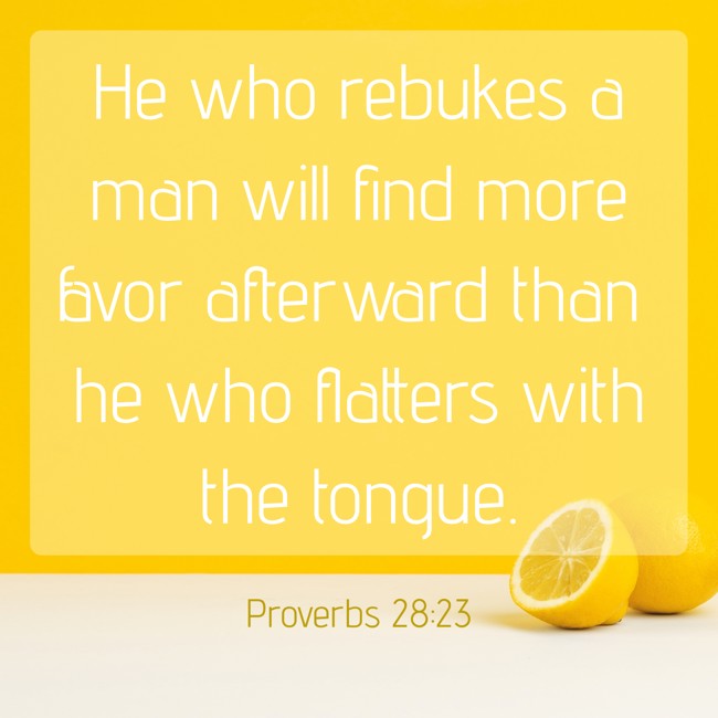 He who rebukes a man will find more favor afterward than he who flatters with the tongue. - Proverbs 28:23