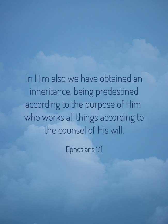 In Him also we have obtained an inheritance, being predestined according to the purpose of Him who works all things according to the counsel of His will. - Ephesians 1:11
