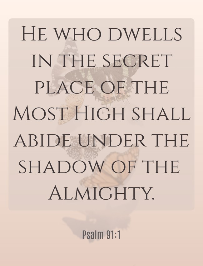He who dwells in the secret place of the Most High shall abide under the shadow of the Almighty. - Psalm 91:1